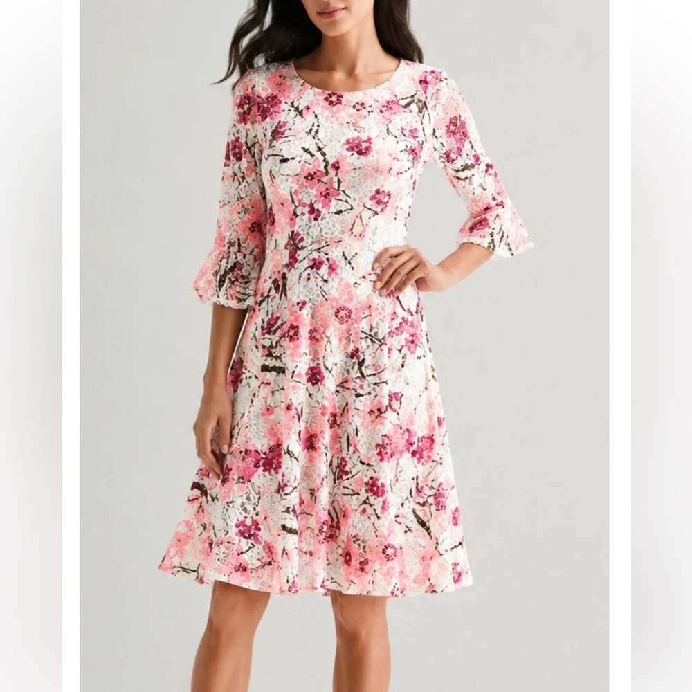 Rabbit Rabbit Rabbit Floral Lace Fit & Flare Dress  Sz 8 NWT